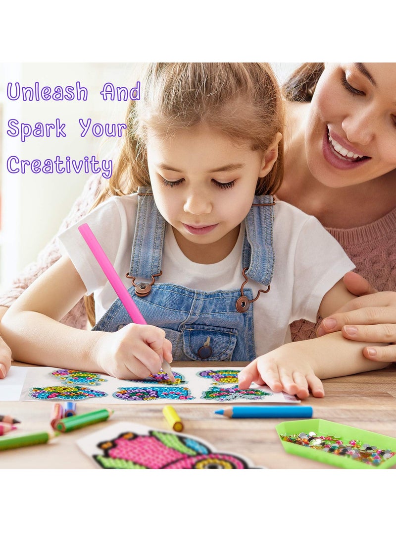SOLARAE Children's Diamond Painting Kit, 24 Pieces Cartoon Animal Unicorn 5D Diamond Painting Stickers Puzzle DIY Painting Tools Suitable for Children Arts and Crafts Diamond Art Craft Stickers - Image 2