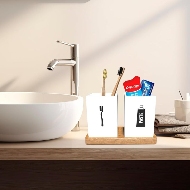 ROSTON Toothbrush Holder Accessories HoldersBathroom Organizer 2 Compartments - Image 2