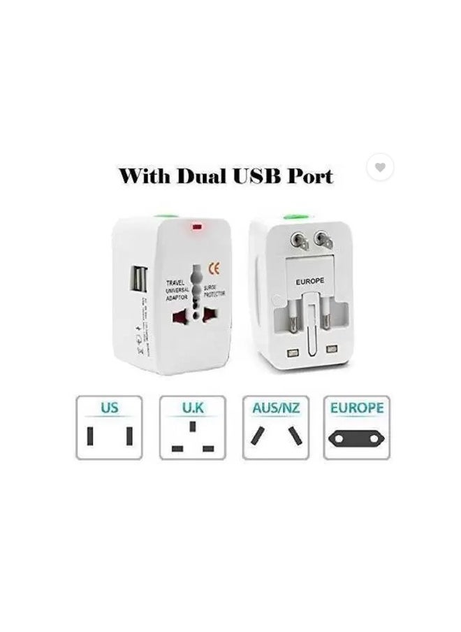 تازتيك عالمي محول السفر التوصيل مع منافذ شحن مزدوجة USB (أبيض) المملكة المتحدة الاتحاد الأوروبي الولايات المتحدة الاتحاد الأوروبي  - Image 4