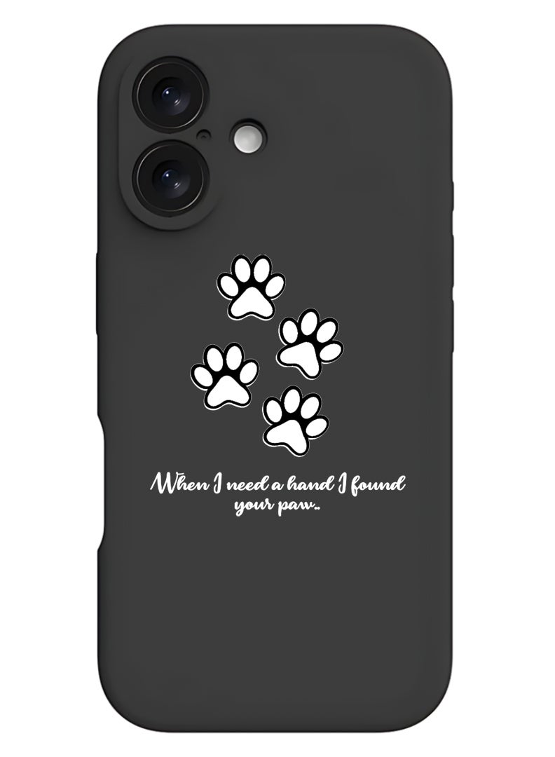 Theodor Protective Slim Fit Case Liquid Silicone Cover with Full Body Protection Anti-Scratch Shockproof Case For Apple iPhone 17 (Black) paw print - White - Image 1