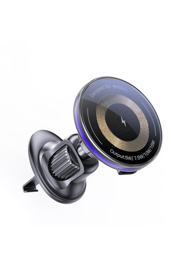 C308 Low Temperature 15W MAX Flowing Light Magnetic Suction Wireless Fast Charging Phone Holder
