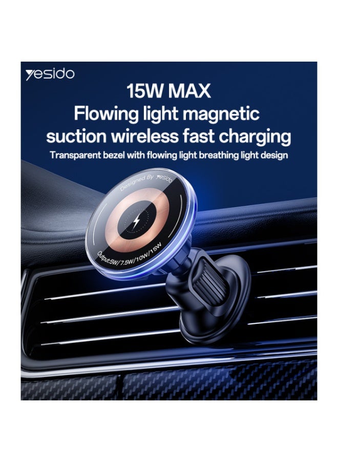 Yesido C308 Low Temperature 15W MAX Flowing Light Magnetic Suction Wireless Fast Charging Phone Holder - Image 2
