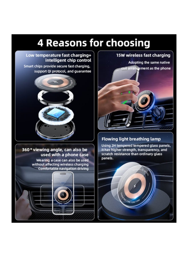 Yesido C308 Low Temperature 15W MAX Flowing Light Magnetic Suction Wireless Fast Charging Phone Holder - Image 3