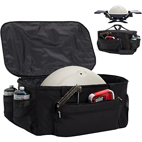 NOELIFE Padded Carry Bag for Weber Q1200 Q1000 Q1400 Liquid Propane Grill, 600D Water-Resistant Outdoor BBQ Grilling Carrying Case for Weber Q1200, Black (Bag Only) - Image 1