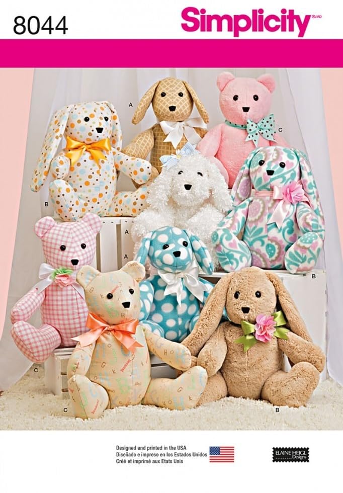 Simplicity Crafts Sewing Pattern 8044 Bear, Dog & Rabbit Stuffed Animal Toys - Image 4