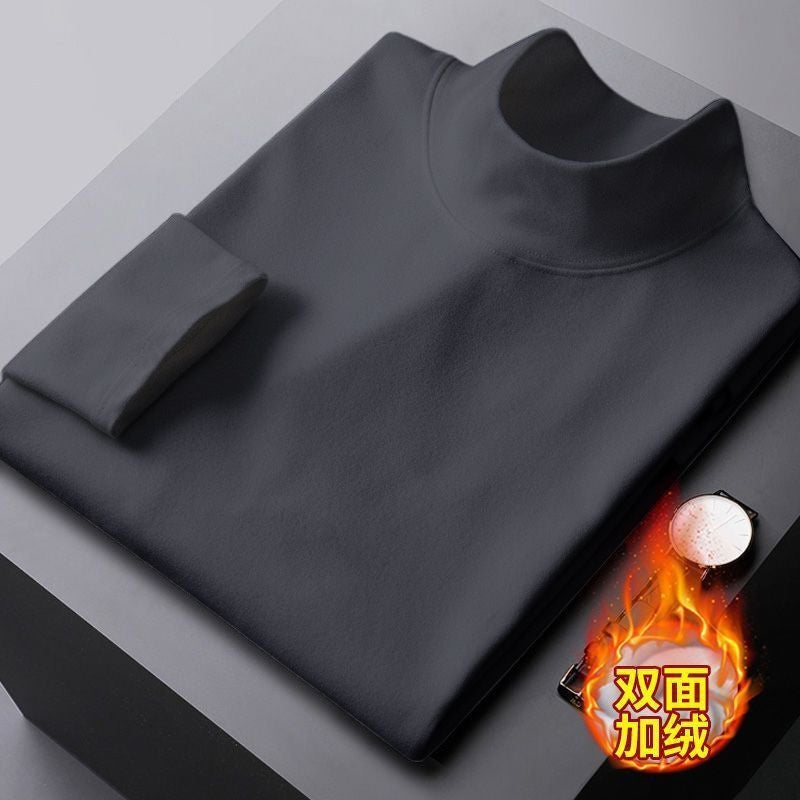 Mens Warm Velvet Turtleneck Baselayer T-Shirt Dark brown - Image 5