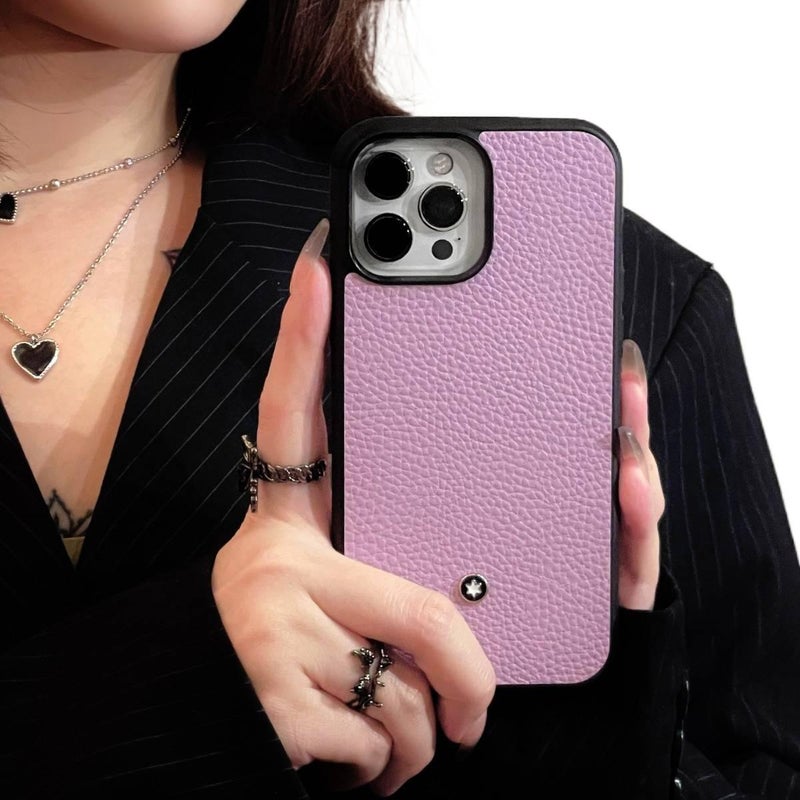 MS Protective Case, Blue, Leather Texture, PC, Shockproof Cover for iPhone 13 - Image 3