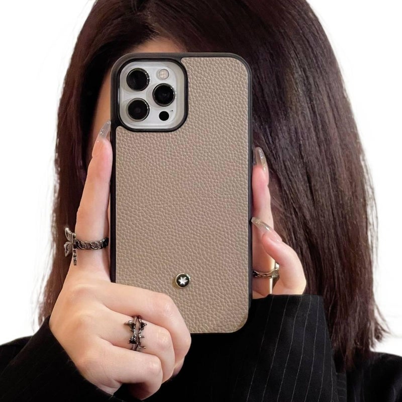 MS Protective Case, Blue, Leather Texture, PC, Shockproof Cover for iPhone 13 - Image 5