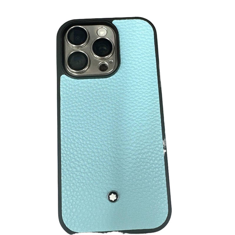 MS Protective Case, Blue, Leather Texture, PC, Shockproof Cover for iPhone 13 - Image 1