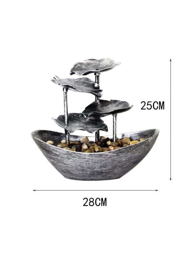 CHUNBANGDM Creative Ingot Lotus Leaf Flowing Water Tabletop Fountain with LED Night Light, Automatic Pump USB Desk Fountain Home Office Decor(Silver) - Image 5