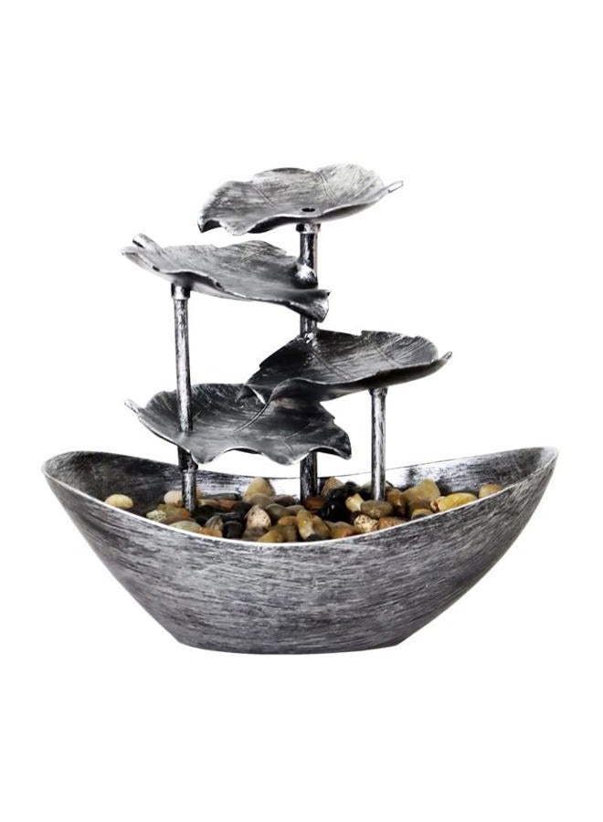 CHUNBANGDM Creative Ingot Lotus Leaf Flowing Water Tabletop Fountain with LED Night Light, Automatic Pump USB Desk Fountain Home Office Decor(Silver) - Image 2