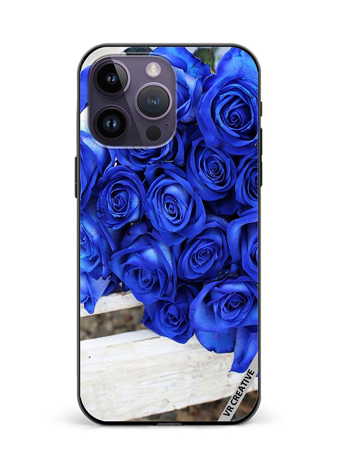 VR CREATIVE Protective Case Cover For Apple iPhone 16 Pro Max Blue Flower Design Multicolour