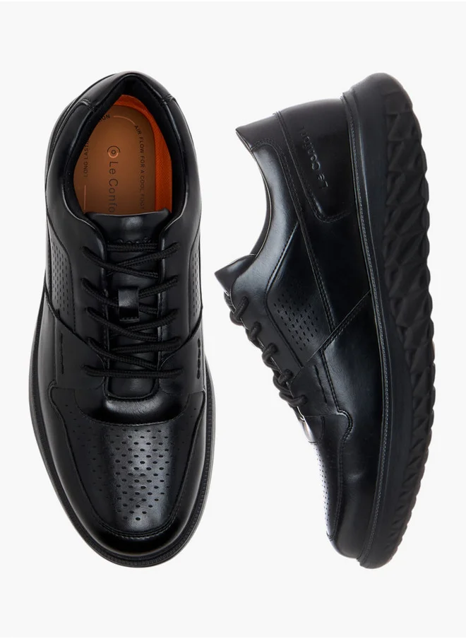لو كونفورت Perforated Sneakers with Lace-Up Closure