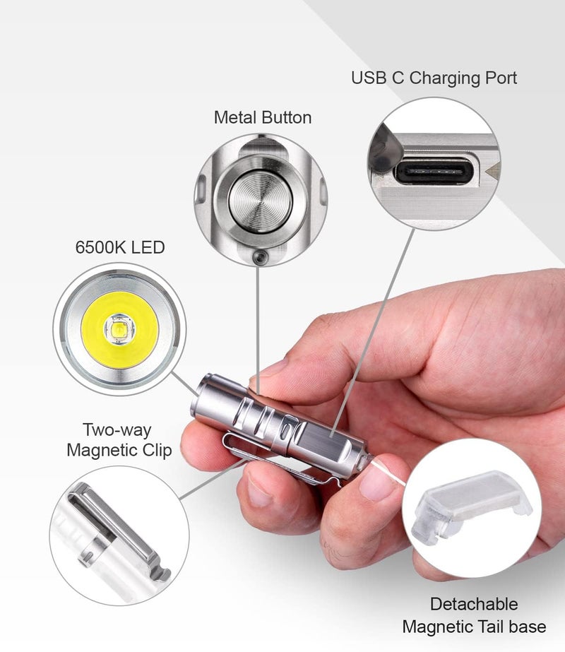 RovyVon Aurora A2 G4 Keychain Flashlight - 650 Lumens, USB C Rechargeable, Compact Design with Magnetic Clip - Image 2
