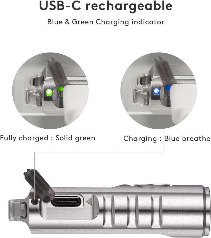 RovyVon Aurora A2 G4 Keychain Flashlight - 650 Lumens, USB C Rechargeable, Compact Design with Magnetic Clip - Image 4