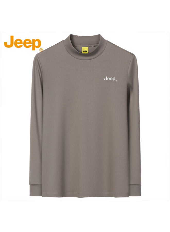 Jeep تي شيرت طويل الأكمام للرجال من جيب - ربيع خريف - نصف طوق - قطن مصبوغ - قميص أساسي - سويت شيرت - أسود - M - Image 4