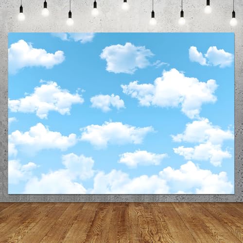 Qian 7x5ft Blue Sky White Clouds Backdrop Natural Scenery Sunshine Sky Clouds Photography Backdrop Wedding Birthday Party Decoration Newborn Baby Shower Backdrop - Image 3