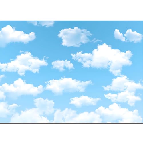 Qian 7x5ft Blue Sky White Clouds Backdrop Natural Scenery Sunshine Sky Clouds Photography Backdrop Wedding Birthday Party Decoration Newborn Baby Shower Backdrop - Image 1