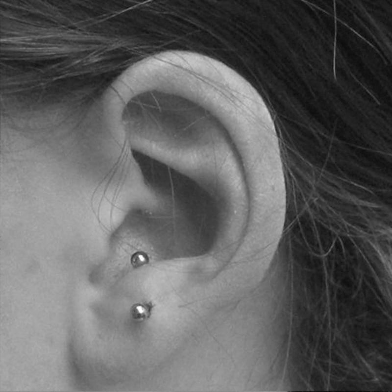 MODRSA Rook Gold Earrings and Rings - Eyebrow, Tragus, Lip Piercings, 16g Curved Barbell and Vertical Labret Styles - Image 4