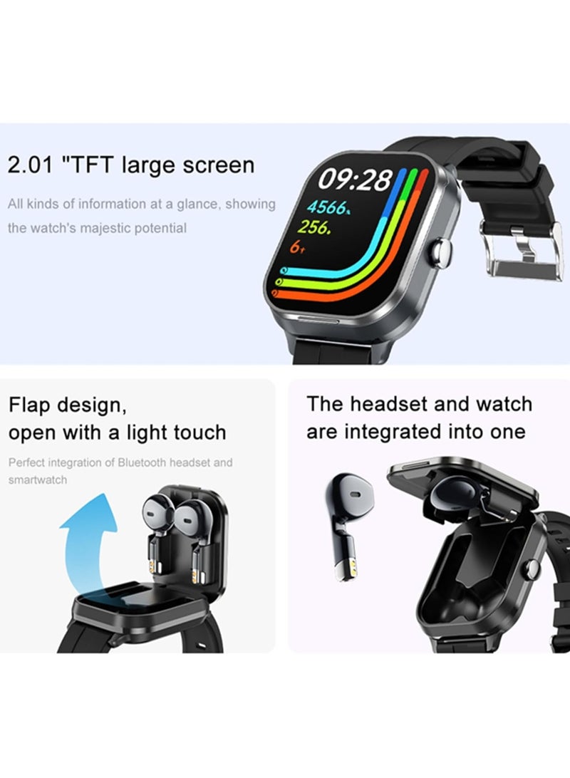 AROAQ D8Pro 2.01" TFT Smartwatch with Earbuds Smart Watch TWS Wireless Bluetooth Headset Health Monitor Fitness Tracker Bluetooth Call Music Player - Image 3