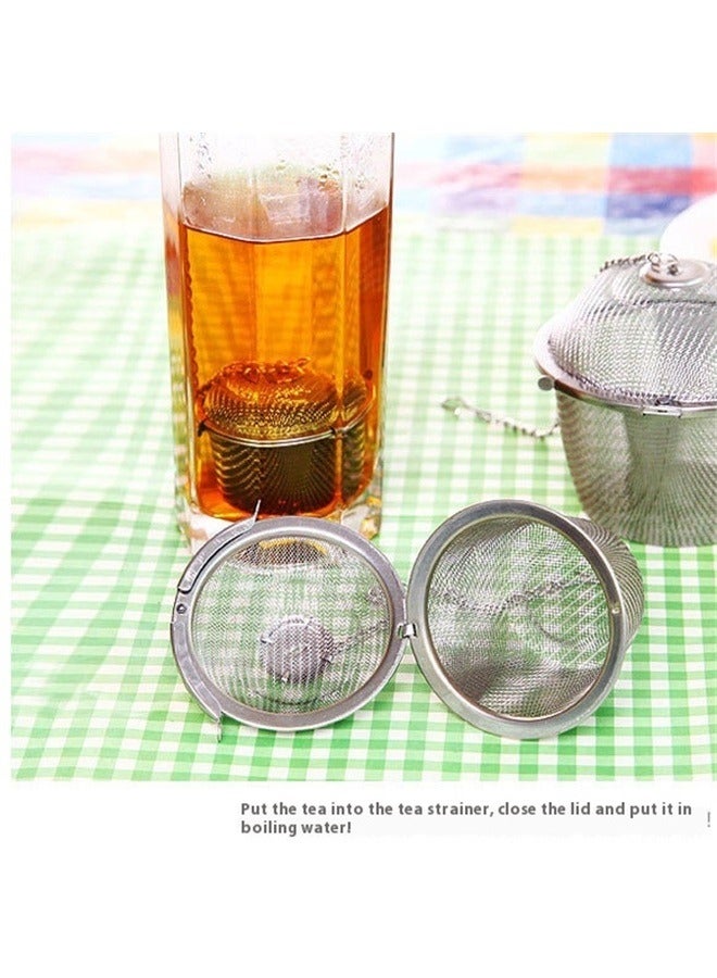 Soup Spice Filter Ball Silver 6.5x6cm，Stainless Steel Tea Strainer Infuser Tea ball Locking Ball Tea Spice Mesh Herbal Ball Cooking tools With Chain  - Image 3