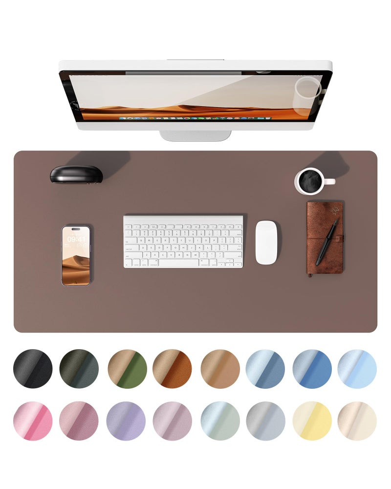 YSAGi Leather Desk Protector, Office Mat, Large Mouse Mat, Non-Slip PU Leather Blotter, Laptop Pad, Waterproof Writing Pad for Office and Home (Chocolate, 23.6" x 13.8") - Image 1