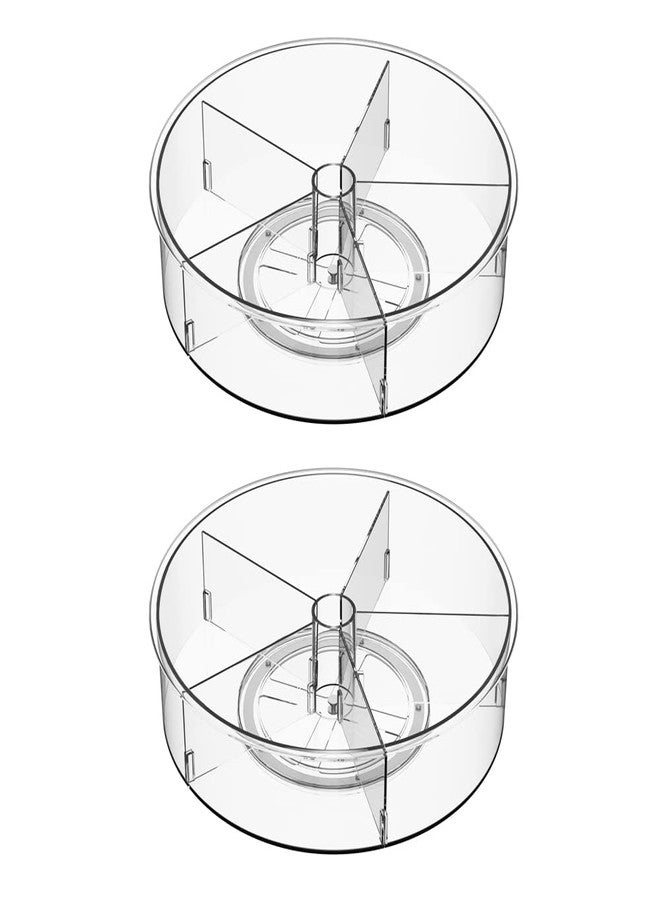 SANNO Round Lazy Susan Rotating Turntable Storage Container Rotating Organizer Spinning Organizer Bins for Kitchen Cabinet, Pantry, Refrigerator, Countertop,Set of 2 - Image 1