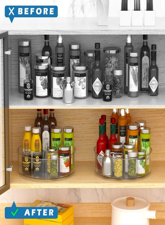 SANNO Round Lazy Susan Rotating Turntable Storage Container Rotating Organizer Spinning Organizer Bins for Kitchen Cabinet, Pantry, Refrigerator, Countertop,Set of 2 - Image 2