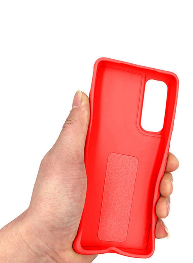 NIBEMINENT Pack Of Ceramic Nano Screen Protector With Silicone Hand Band Grip Cover Case For Samsung Galaxy S21 Plus 5G 6.7inch Red/Clear - Image 3