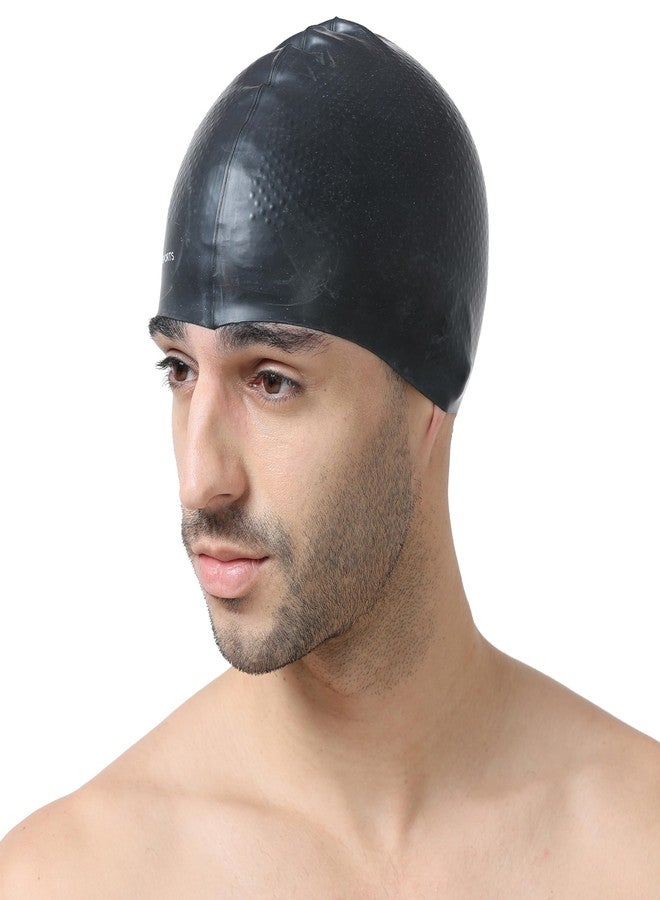 FABSPORTS Unisex Silicone Swim Cap - Easy-Fit Black Swimming Cap for Men, Women, Boys, Girls, and Kids - Ideal for all Hair Types - Long, Short - Image 5