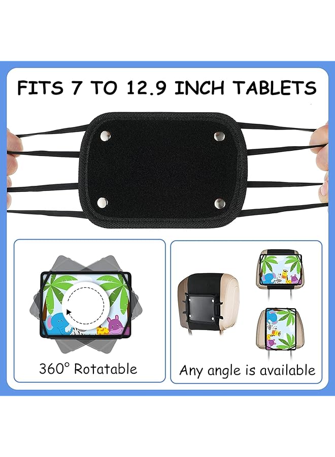 SYOSI Car Headrest Mount Holder, Car Tablet Holder Back Seat, Anti-Slip And Silicone Strap Holder, Net Universal Tablets Mount, Fits All, For Kids 360 Adjustable Tablets Holder - Image 2