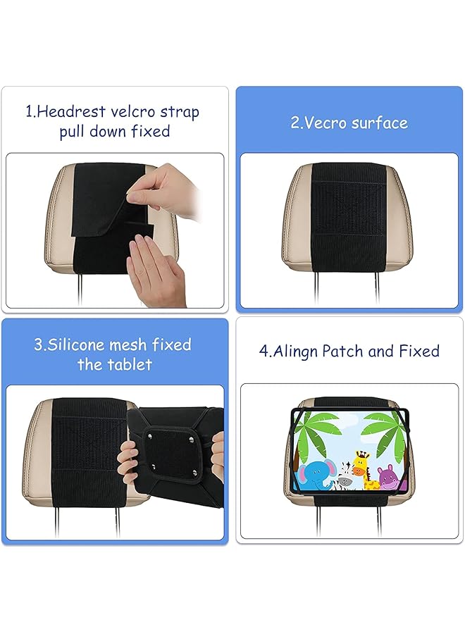 SYOSI Car Headrest Mount Holder, Car Tablet Holder Back Seat, Anti-Slip And Silicone Strap Holder, Net Universal Tablets Mount, Fits All, For Kids 360 Adjustable Tablets Holder - Image 5