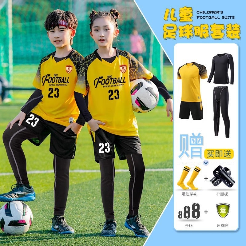 Children'S Football Uniform Suit For Boys And Girls, Game Training Team Uniform, Four-Piece Set, Primary School Student Sports Jersey - Image 2