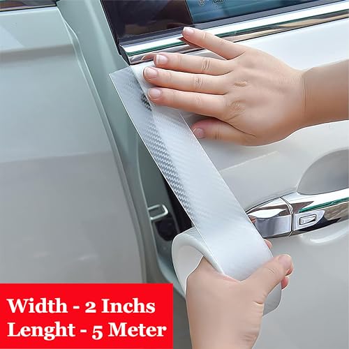 True Flair Trueflair Anti Scratch Carbon Fibre Strip Tape for Car Door Sill Protector, Bumper, Edge Protection 5 M (Transparent Texture) - Image 4
