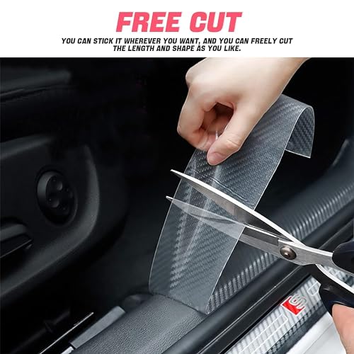 True Flair Trueflair Anti Scratch Carbon Fibre Strip Tape for Car Door Sill Protector, Bumper, Edge Protection 5 M (Transparent Texture) - Image 3
