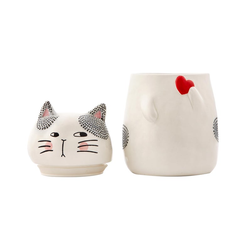 Bico Cartoon Cat Handpainted Stoneware Air Tight White 10.2 inch Cookie Jar, Dishwasher Safe, for storing Cookie, Candy, Coffee - Image 3