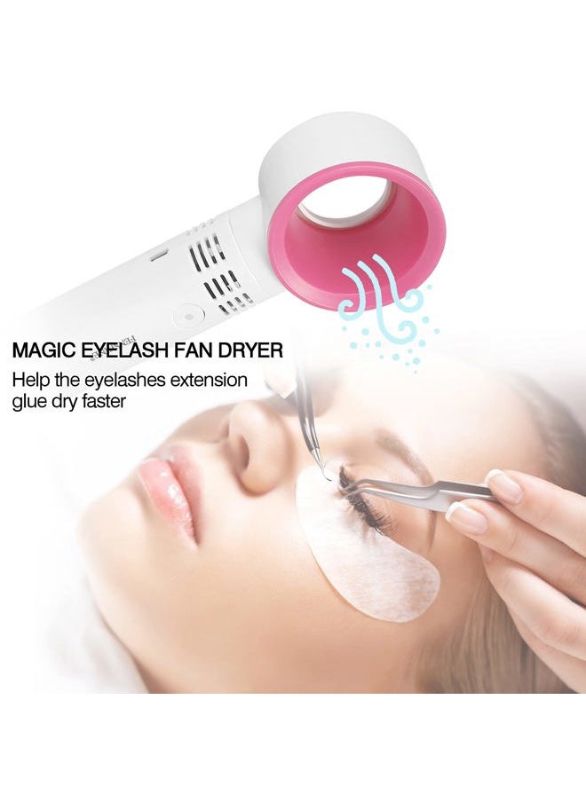 fenshine - Portable USB Rechargeable Mini Fan Eyelash Fan Dryer Bladeless Handheld Air Conditioning Blower for Essential Eyelash Extension Supplies (White) - Image 1