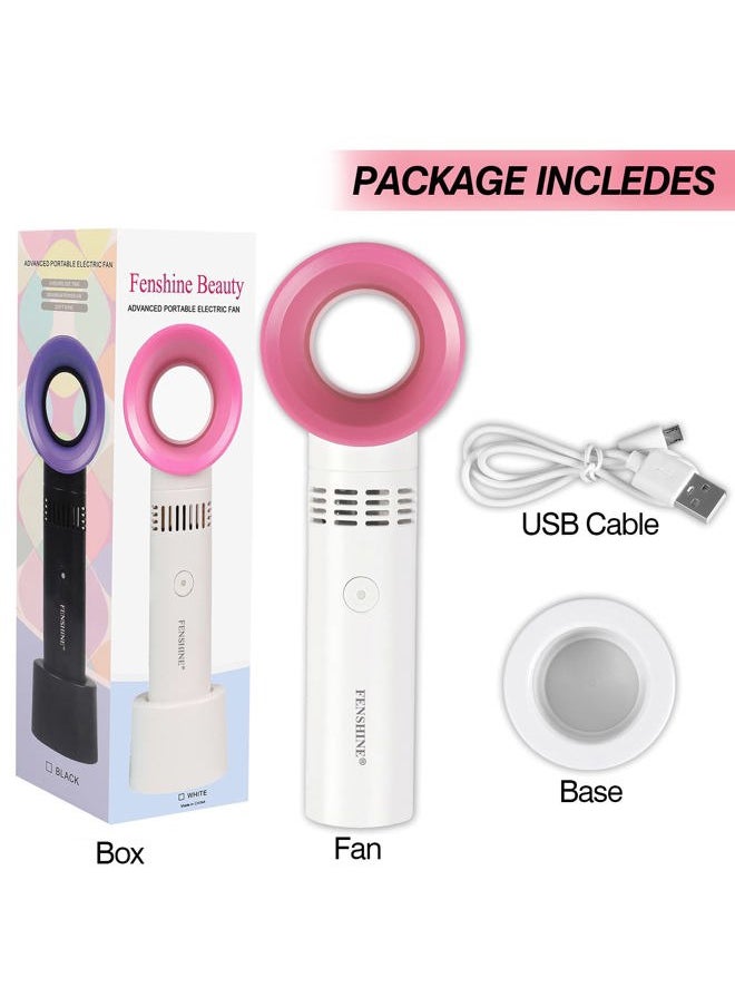 fenshine - Portable USB Rechargeable Mini Fan Eyelash Fan Dryer Bladeless Handheld Air Conditioning Blower for Essential Eyelash Extension Supplies (White) - Image 1
