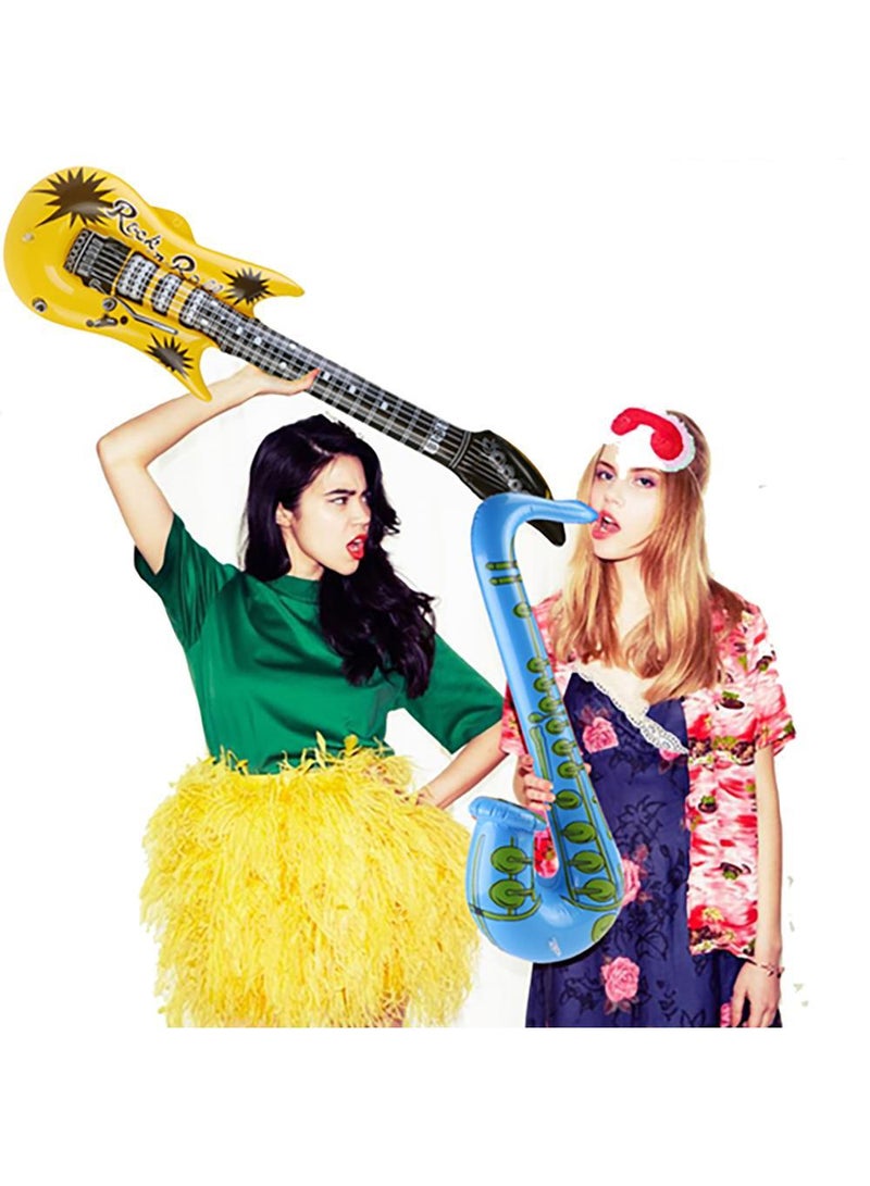 Sweet seven Rock Star Party Pack - 18-Piece Inflatable Toy Set: 4 Guitars, 6 Microphones, 6 Shutter Shading Glasses, 1 Saxophone, and 1 Keyboard Piano - Image 4