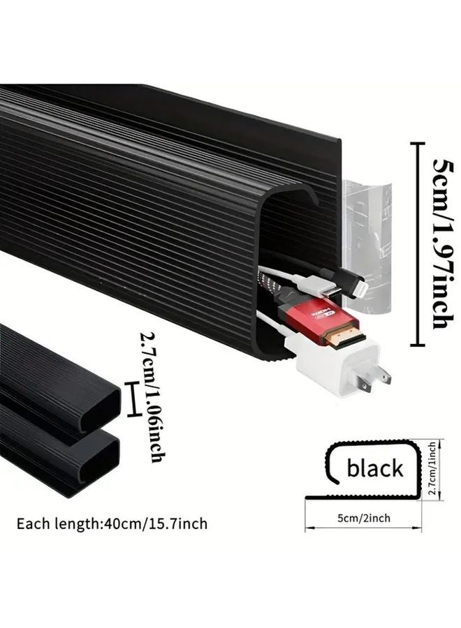 White Self Adhesive Under Table Cable Tray 15 7 Inches No Drilling Required Durable PVC - Image 2