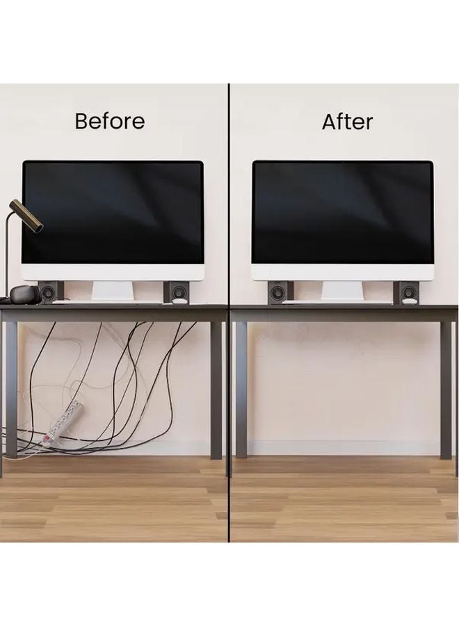 White Self Adhesive Under Table Cable Tray 15 7 Inches No Drilling Required Durable PVC - Image 4