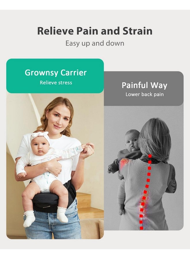 GROWNSY P Seat Carrier, Grownsy Baby Carrier With Multiple Pockets, Adjustable Extended Waistband For Newborns & Toddlers Up To 50 Lbs, Black  - Image 4