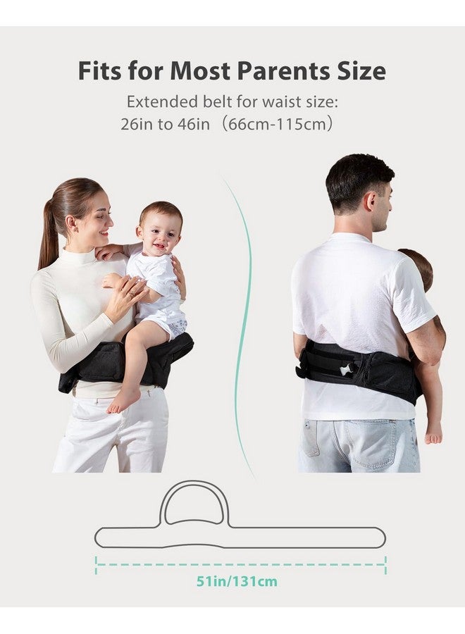 GROWNSY P Seat Carrier, Grownsy Baby Carrier With Multiple Pockets, Adjustable Extended Waistband For Newborns & Toddlers Up To 50 Lbs, Black  - Image 5