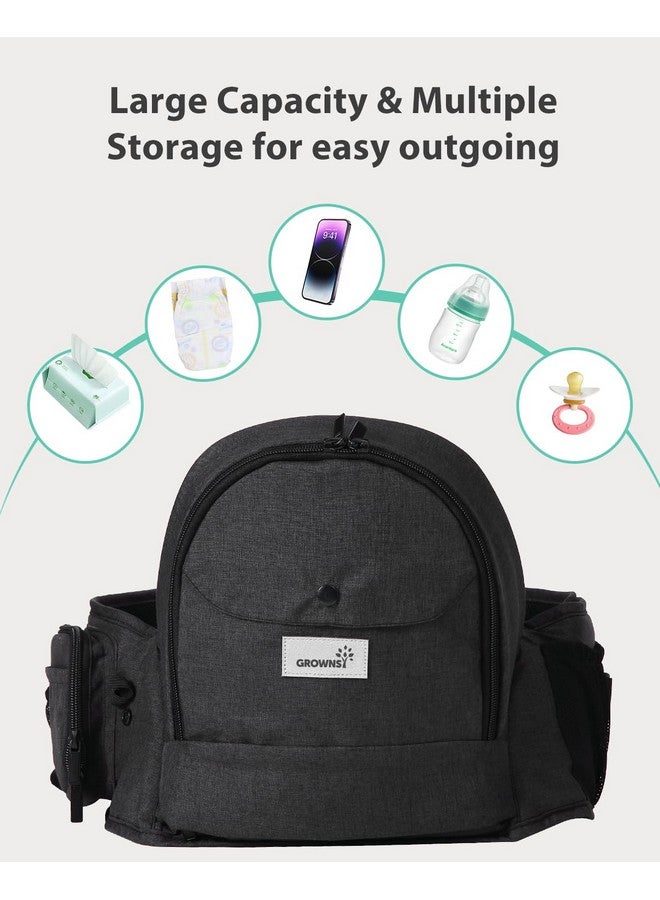 GROWNSY P Seat Carrier, Grownsy Baby Carrier With Multiple Pockets, Adjustable Extended Waistband For Newborns & Toddlers Up To 50 Lbs, Black  - Image 2