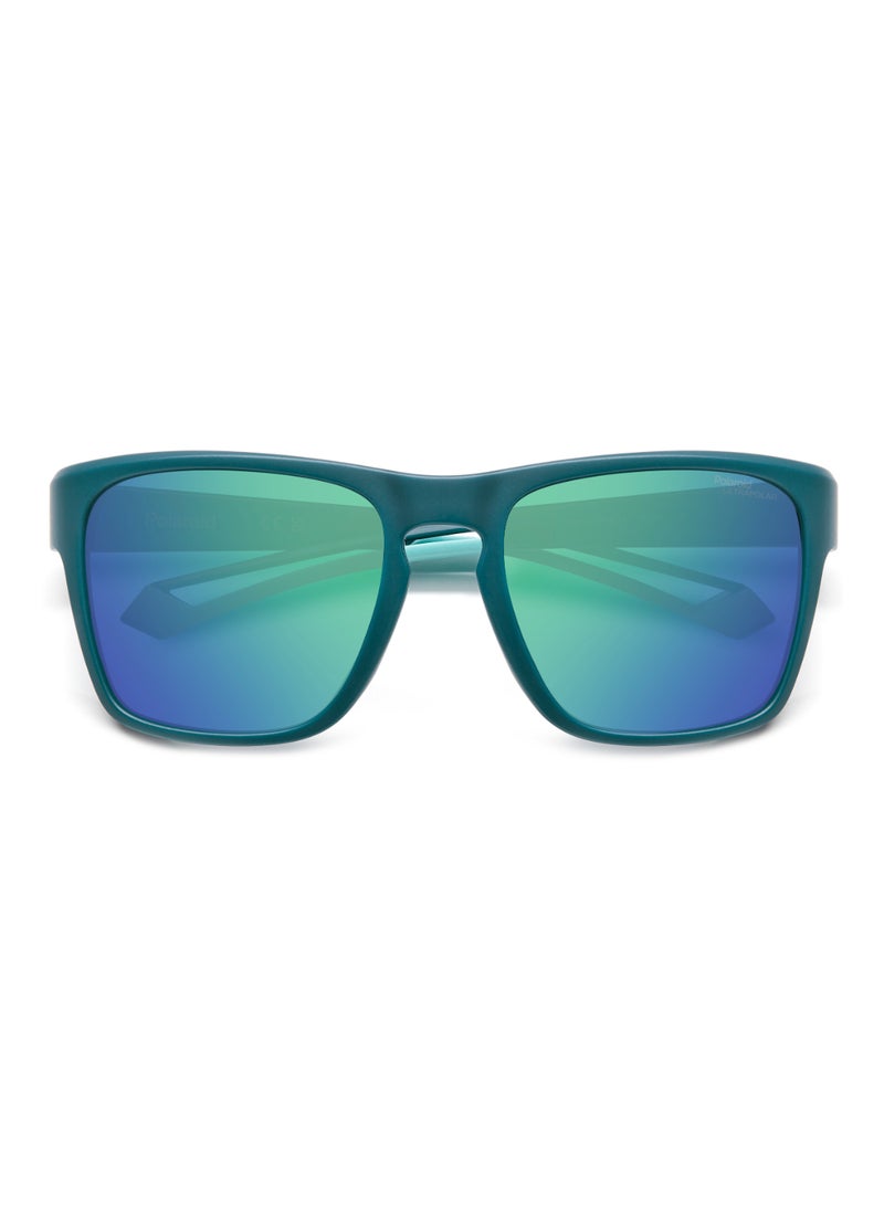 Polaroid Men's Polarized Rectangular Shape  Sunglasses PLD 7052/S GREEN 45 - Lens Size: 45.1 Mm - Matt Teal  - Image 4
