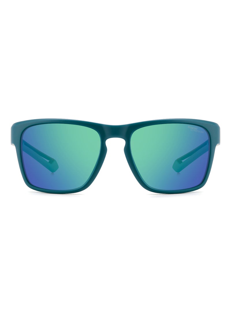 Polaroid Men's Polarized Rectangular Shape  Sunglasses PLD 7052/S GREEN 45 - Lens Size: 45.1 Mm - Matt Teal  - Image 3