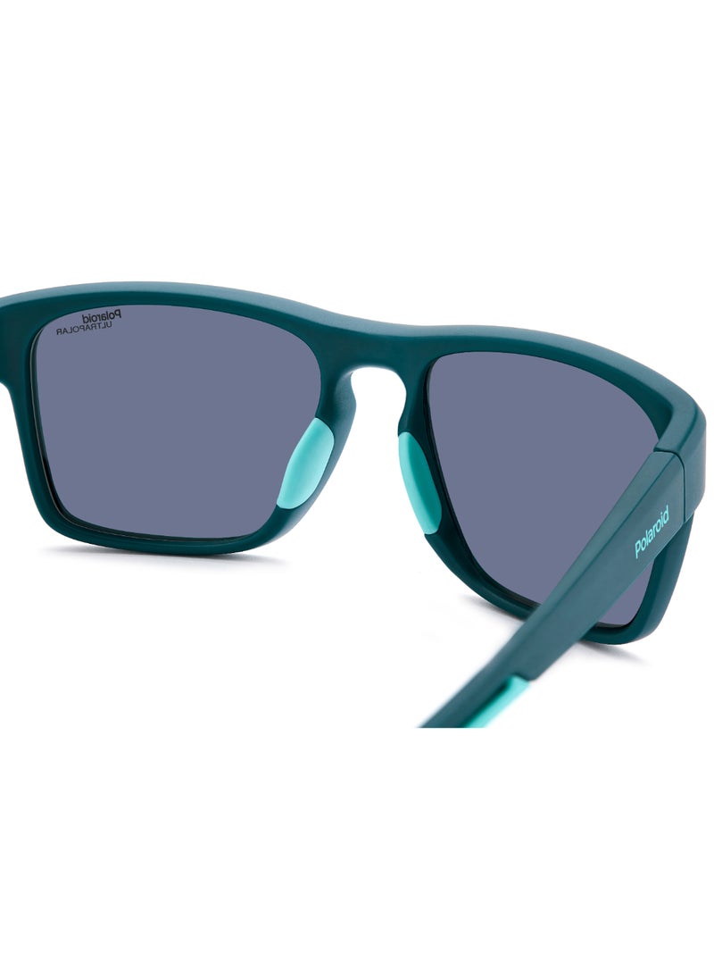 Polaroid Men's Polarized Rectangular Shape  Sunglasses PLD 7052/S GREEN 45 - Lens Size: 45.1 Mm - Matt Teal  - Image 5