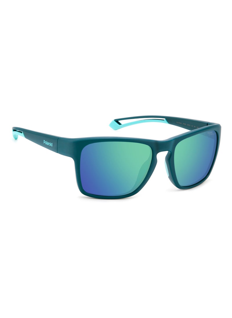 Polaroid Men's Polarized Rectangular Shape  Sunglasses PLD 7052/S GREEN 45 - Lens Size: 45.1 Mm - Matt Teal  - Image 2