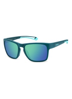 Men's Polarized Rectangular Shape  Sunglasses PLD 7052/S GREEN 45 - Lens Size: 45.1 Mm - Matt Teal