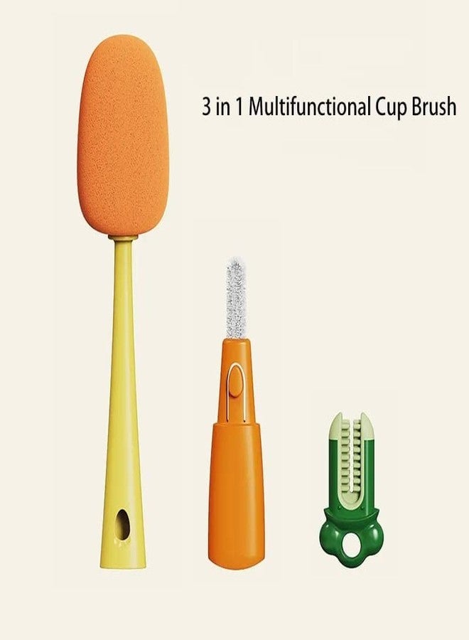 Kunya® 3 in 1 Multifunction Cleaning Brush Set, 360 Degree Cleaning Long Handle Cup Brush, Safe On Multiple Types of Water Bottles, Baby Bottles 1pc - Image 5